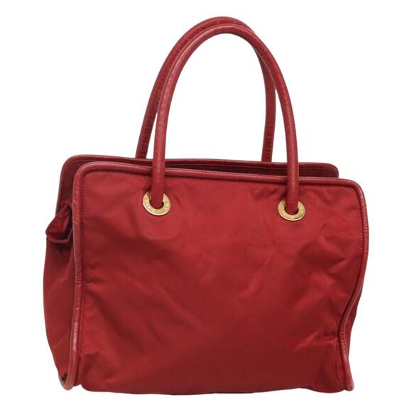 CELINE Hand Bag Nylon Red Gold - Picture 1 of 12